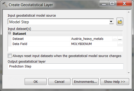 Create Geostatistical Layer geoprocessing tool