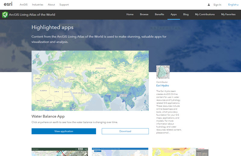 Living Atlas website Apps page