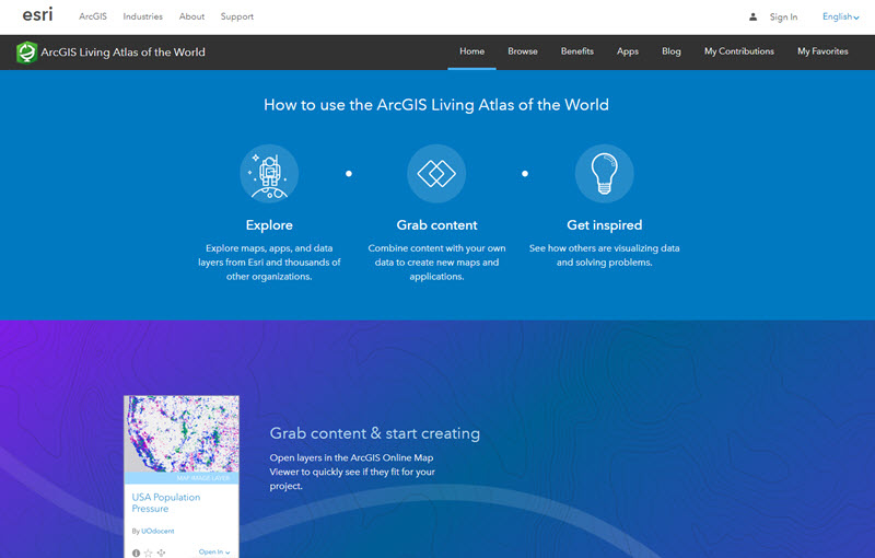 Living Atlas website Home page
