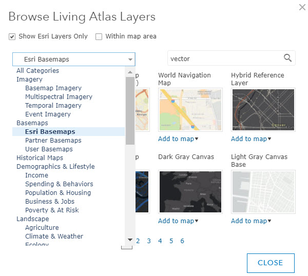 Browse Living Atlas Layers in ArcGIS Online